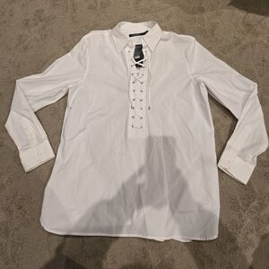 Women's White Lace-Up Shirt